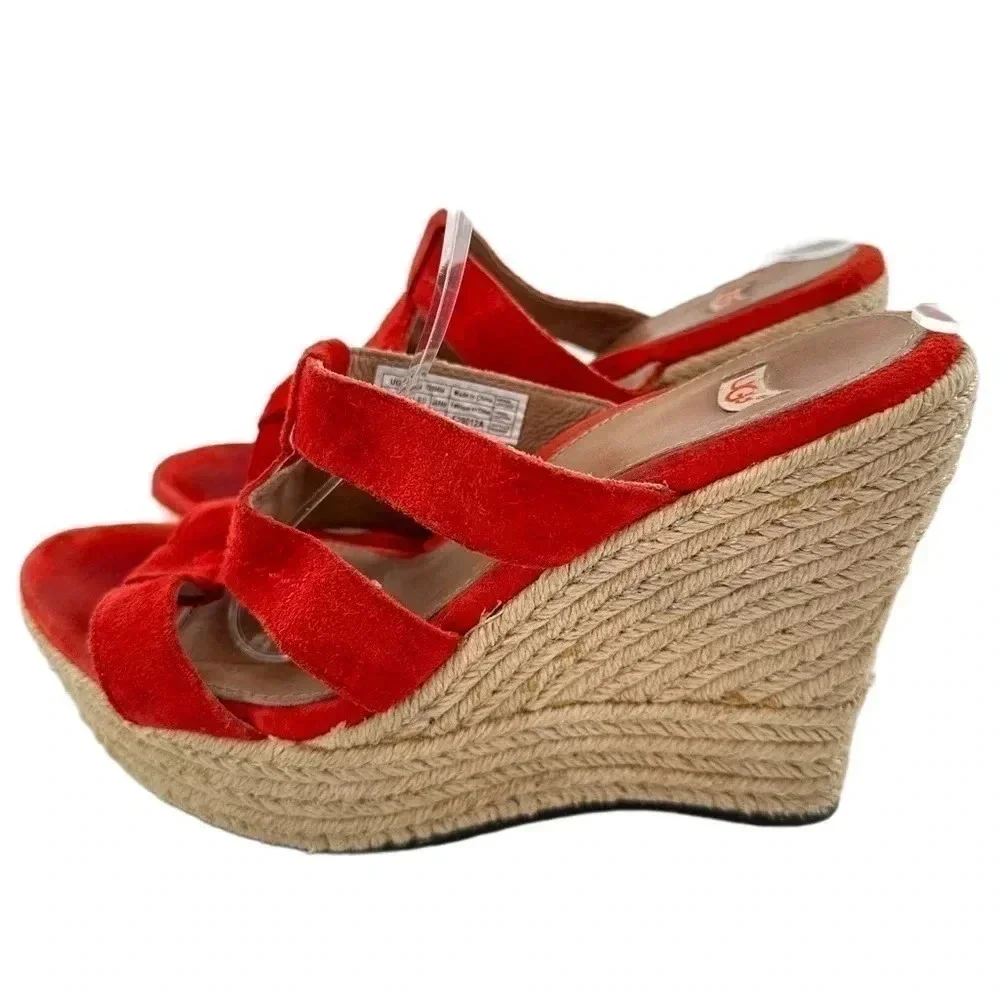 Ugg sandals Tawnie size 7 38 burnt orange suede  Espadrille Platforms wedges